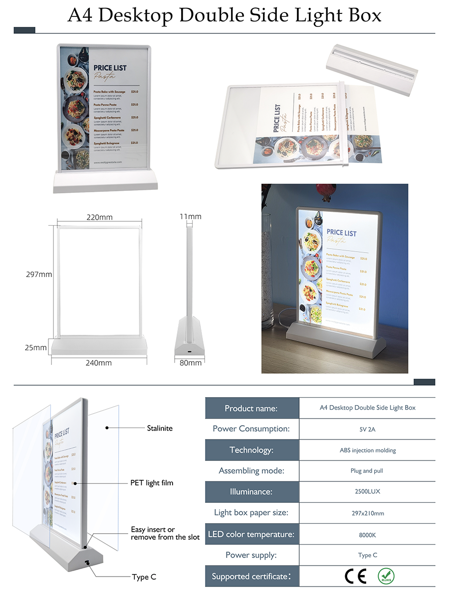 A4 Desktop Double Sided LED Light Box – iSpi Trade